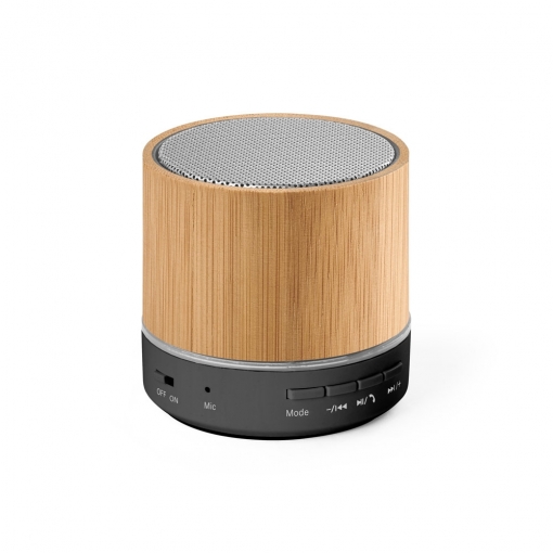 Caixa de som portátil de bambu com microfone-MB97441