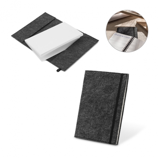 Caderno A5 com capa em feltro 100% reciclado-mb93636