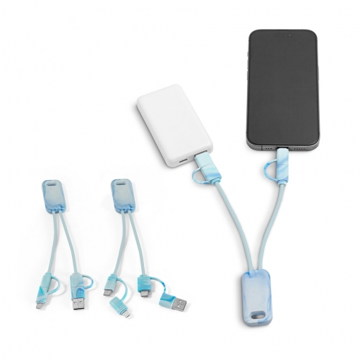 Cabo USB super-rápido 6 em 1 em PET 100% reciclado-mb97191